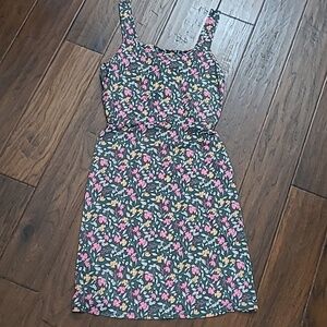 Gilli Green & Pink Floral Sleeveless Dress with Tie Back size Large